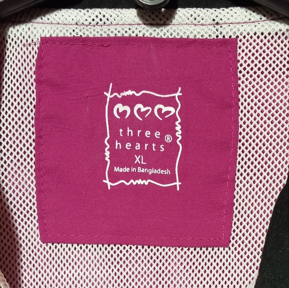 Three Hearts EUC Women's Pink, White, Black Zippered Reflective Jacket, XL - Picture 2 of 8